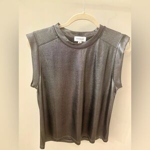 Evereve Metallic Silver Glam Muscle Tee